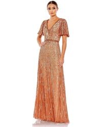 Mac Duggal - Embellished V Neck Butterfly Sleeve Column Gown - Lyst