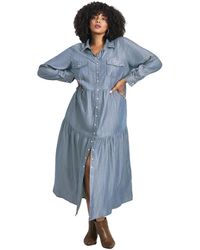 Avenue - Denim Tiered Shirtdress - Lyst