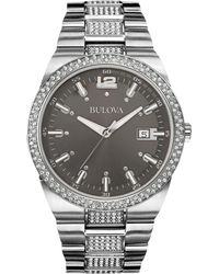 bulova men's crystal stainless steel quartz watch 98c109