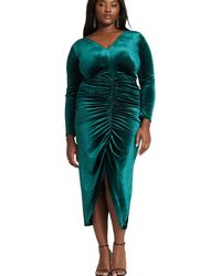 Eloquii - Plus Size V Neck Pleated Front Dress - Lyst