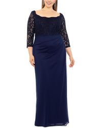 Betsy & Adam - Plus Size Beaded Lace Scoop-neck Gown - Lyst