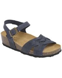 Celtic & Co. - Woven Detail Low Wedge Leather Sandal - Lyst