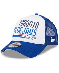 KTZ - White/royal Toronto Blue Jays Stacked A-frame Trucker 9forty Adjustable Hat - Lyst