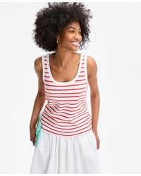 On 34th - Cotton Striped Scoop Tank Top - Lyst