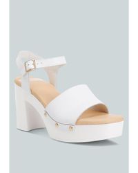 Rag & Co - Sawor Leather High Block Sandals In - Lyst