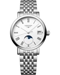 Longines - Swiss Elegant Moonphase Stainless Steel Bracelet Watch 30mm - Lyst