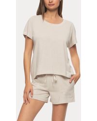 Felina - Lauren Linen Jersey Pullover Top And Shorts Sleepwear - Lyst
