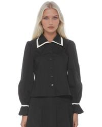 Alexia Admor - Shannah Long Sleeve Dropped Contrast Collar Blouse - Lyst