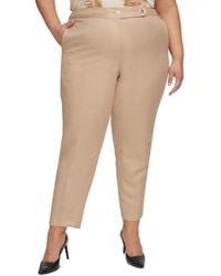 Calvin Klein - Plus Size Linen-blend Mid-rise Straight-leg Pants - Lyst
