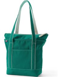 Lands' End - Medium Solid Color 5 Pocket Zip Top Long Handle Canvas Tote Bag - Lyst