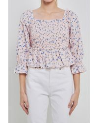 English Factory - Floral Smocked Top - Lyst