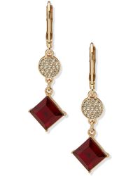 Karl Lagerfeld - Glass & Epoxy Stone Gold-tone Pave Double Drop Earrings - Lyst