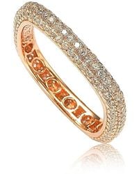 SUZY LEVIAN NEW YORK - Suzy Levian Sterling Silver Cubic Zirconia Thin Modern Pave Square Eternity Band Ring - Lyst
