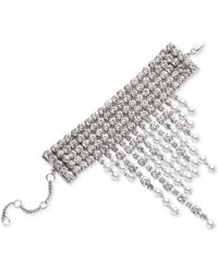 Givenchy - Silver-tone Crystal & Imitation Pearl Fringe Flex Bracelet - Lyst