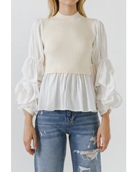 English Factory - Mixed Media Top - Lyst