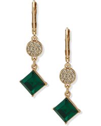 Karl Lagerfeld - Glass & Epoxy Stone Gold-tone Pave Double Drop Earrings - Lyst