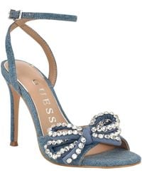 Guess - Charmin Rhinestone Bow Ankle Strap Dress Sandals - Lyst
