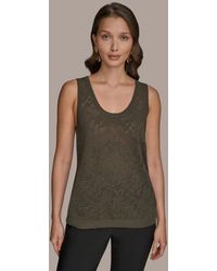Donna Karan - Sleeveless Pointelle-knit Tank Top - Lyst