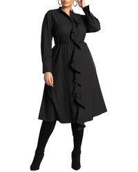 Eloquii - Plus Size Cascade Midi Dress - Lyst