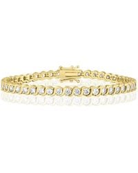 Simona - Radiant Round Cz Polished Wave Design Tennis Bracelet - Lyst