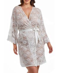 iCollection - Jasmine Plus Size Soft Sheer Lace Robe - Lyst