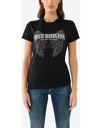 True Religion - Short Sleeve Crystal Wing Crew Tee - Lyst