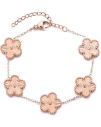 Adornia - Tarnish Resistant Rose Gold 5 Leaf Clover Station Bracelet - Lyst