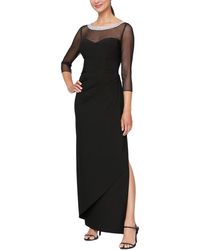 Alex Evenings - Petite 3/4-sleeve Illusion Ruffled Gown - Lyst