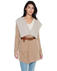 Jennie Liu - 100% Pure Cashmere Long Sleeve 2-tone Double Face Cascade Open Cardigan Sweater - Lyst