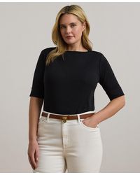 Ralph Lauren - Plus Size Cotton-blend Boatneck Top - Lyst