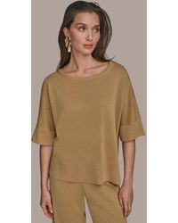 Donna Karan - Elbow-sleeve Metallic Sweater - Lyst