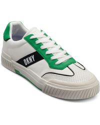 DKNY - Side Logo Perforated Two Tone Branded Sole Racer Toe Sneakers - Lyst