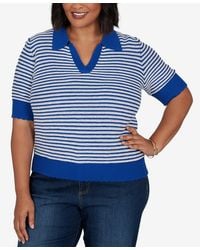 Ruby Rd. - Plus Size Two-tone Collared Elbow Sleeve Sweater - Lyst