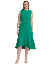 Calvin Klein - Flounce-hem Sleeveless Midi Dress - Lyst