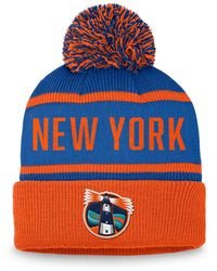 Fanatics - Royal/orange New York Islanders Heritage Cuffed Knit Pom - Lyst