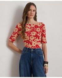 Ralph Lauren - Floral Printed Boat Neck Top - Lyst