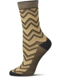 Memoi - Shimmer Chevron Crew Socks - Lyst