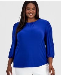 Kasper - Plus Size Crochet-trim 3/4-sleeve Top - Lyst