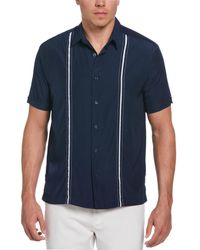 Cubavera - Pick Stitch Panel Short Sleeve Button-down Shirt - Lyst