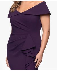 Betsy & Adam Taffeta Off-the-shoulder Dress in Blue | Lyst