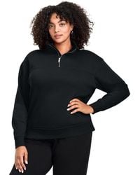 Avenue - Plus Size Piper Half-zip Sweat Top - Lyst