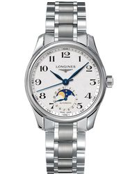 Longines - Swiss Automatic Master Moonphase Stainless Steel Bracelet Watch 34mm - Lyst