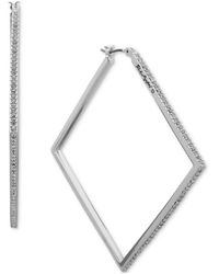 Karl Lagerfeld Silver-tone Pavé Crystal Square Hoop Earrings, 2.54" - Metallic