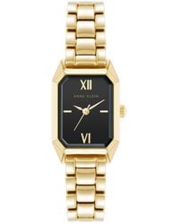 Anne Klein - Quartz Petite Octagonal Black And Gold-tone Metal Alloy Bracelet Watch - Lyst
