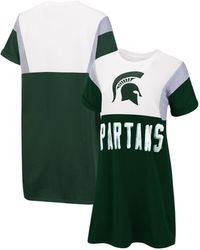G-III 4Her by Carl Banks - Green And White Michigan State Spartans 3rd Down Short Sleeve T-shirt Dress - Lyst