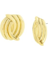 Steve Madden - Gold Vintage Ribbed Button Earrings - Lyst