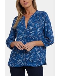 NYDJ - Pintuck Split Neck Top - Lyst