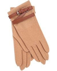 Ralph Lauren - Leather Belted Cashmere Blend Touch Gloves - Lyst