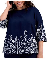 Charter Club - Plus Size 100% Linen Embroidered Top - Lyst