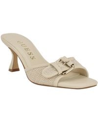 Guess - Dista Buckle Kitten Heel Sandals - Lyst